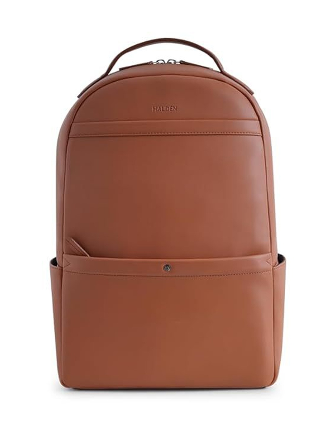 

HALDEN ROSTER Backpack for Laptop 14.3", Padded Straps Vegan Leather Trolley Strap, Tan