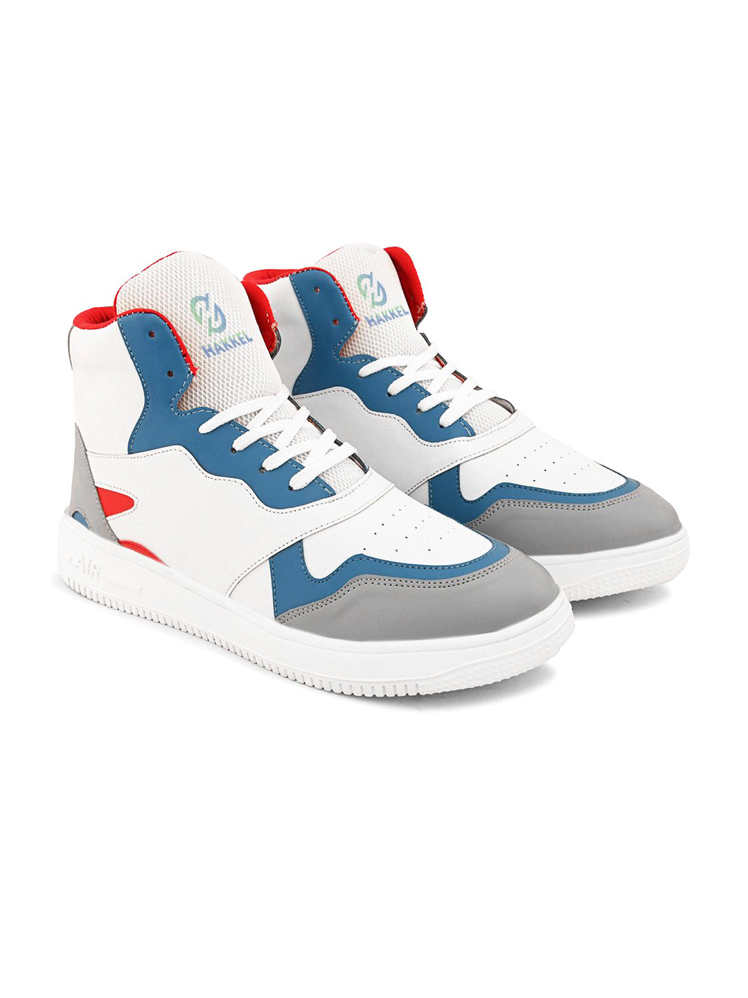 

HAKKEL Men Colourblocked Round Toe Comfort Insole Lightweight Sneakers, White