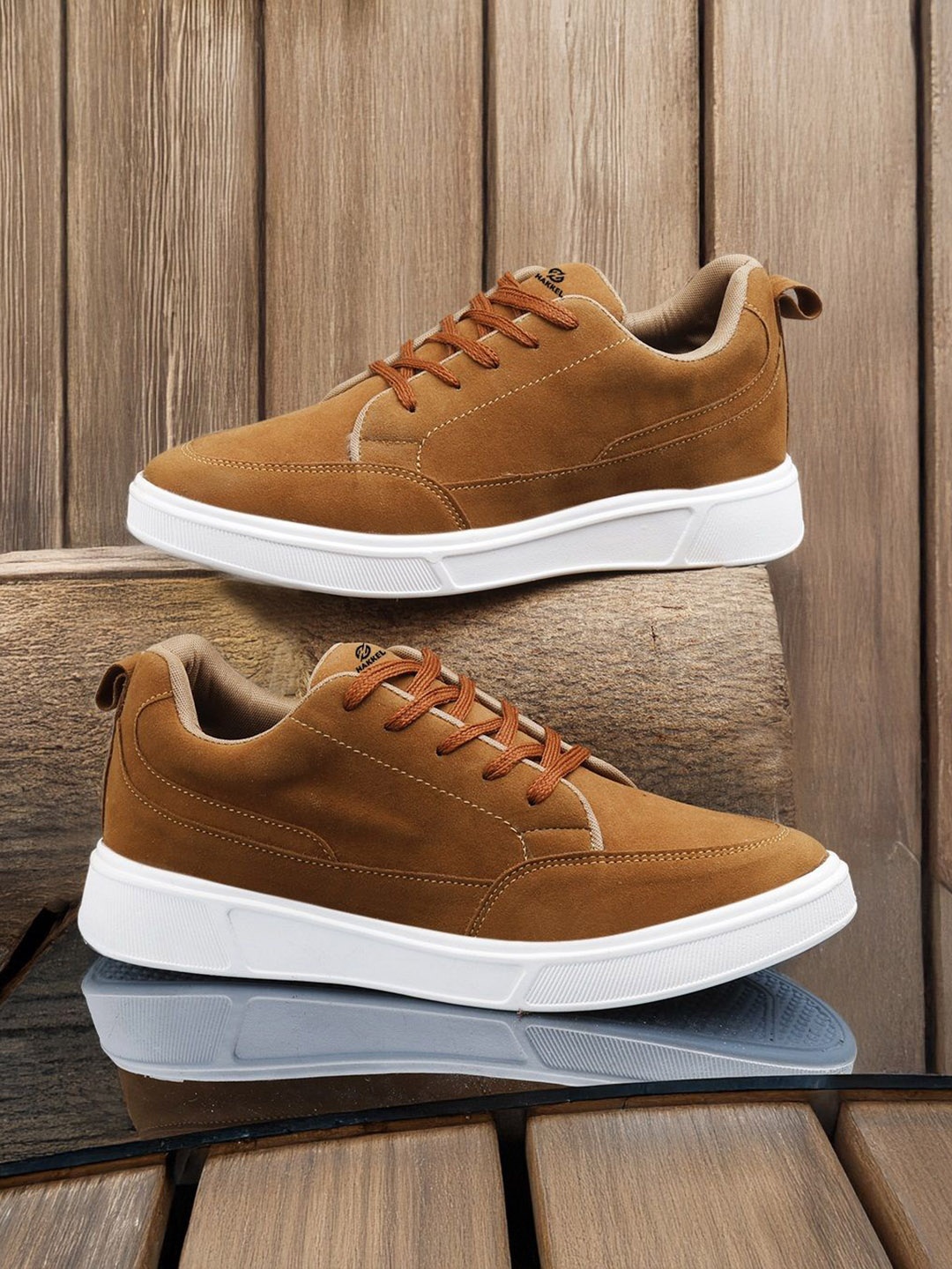 

HAKKEL Men Round Toe Comfort Insole Lightweight Sneakers, Tan