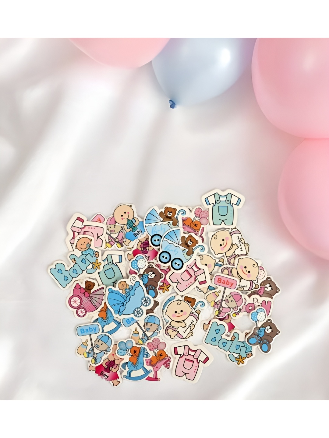 

CHOCOZONE Pink & Blue 100 Pieces Baby Shower Announcement Decor