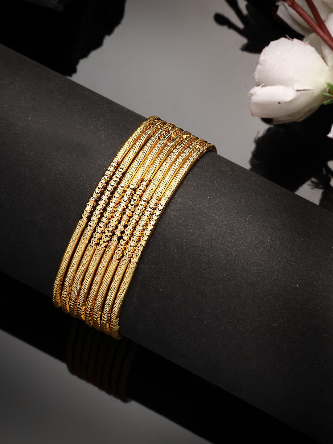 

ZENEME Set Of 8 Gold-Plated Latest Royal Traditional Bangles