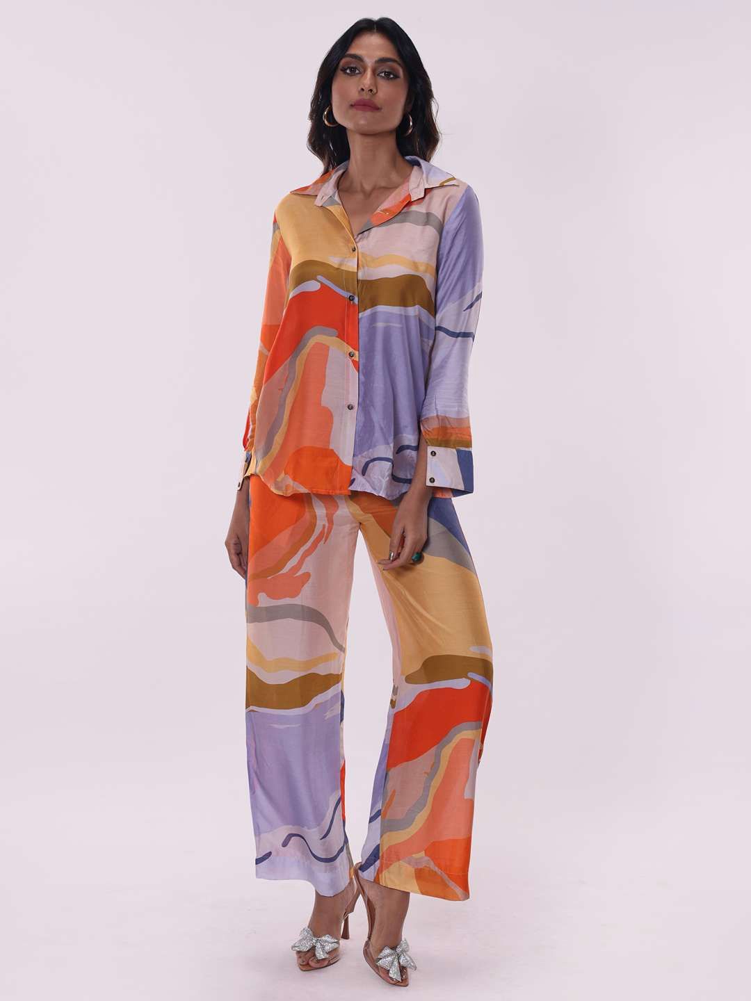 

POPPI Rhythm Printed Pure Cotton Co-ord Set, Orange