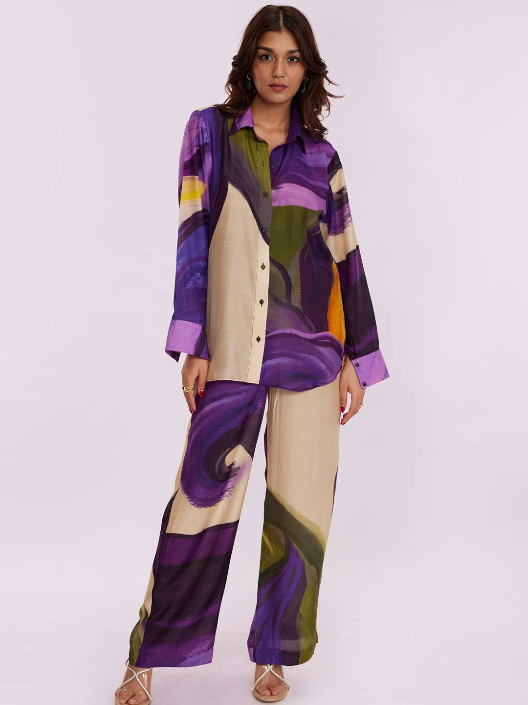 

POPPI Wisteria Printed Pure Cotton Co-ord Set, Purple
