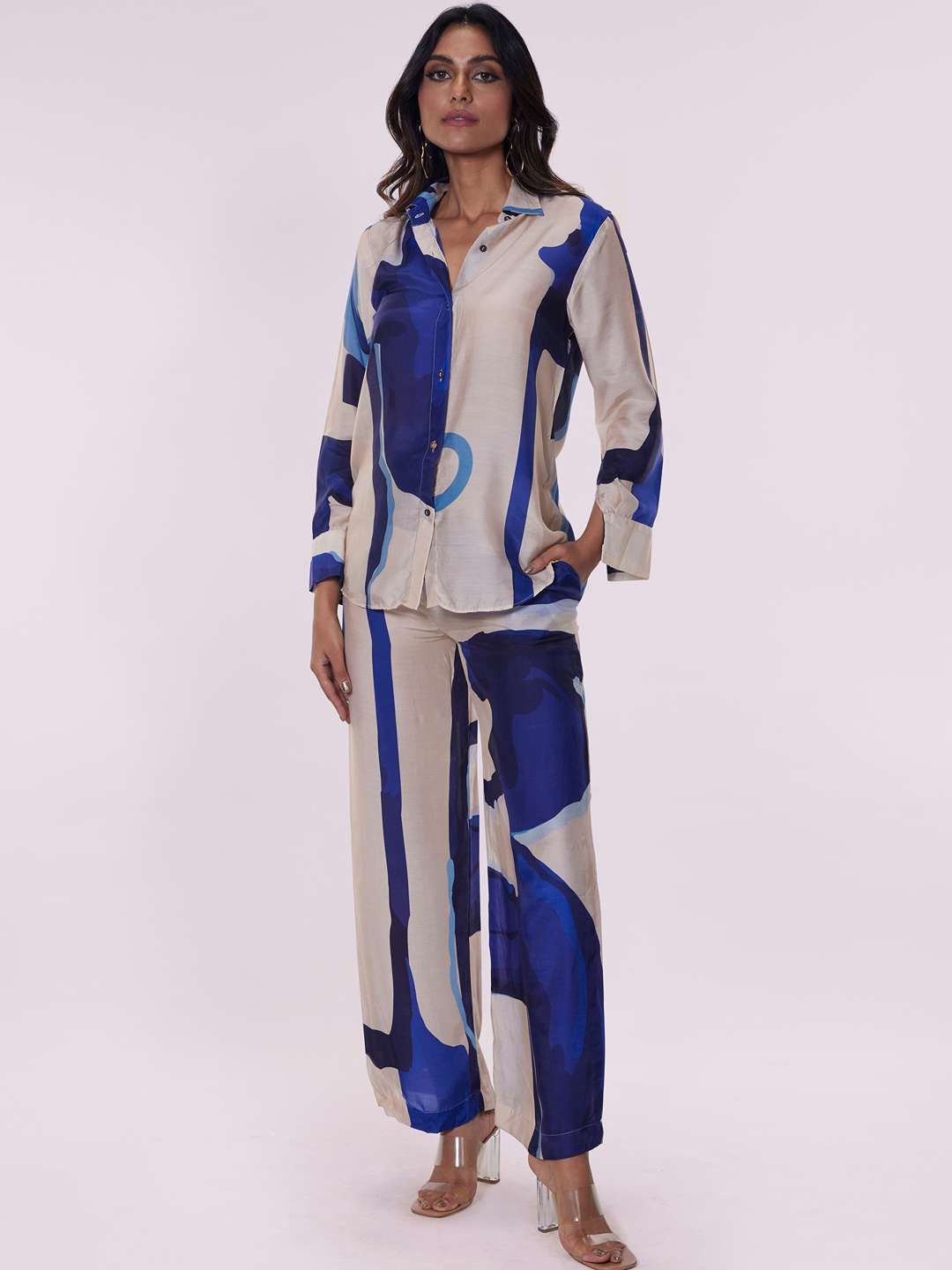 

POPPI Sapphire Printed Pure Cotton Co-ord Set, White