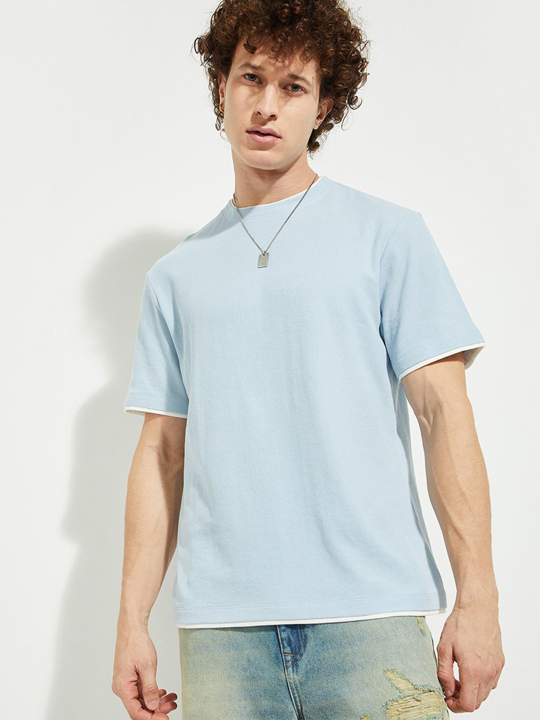 

MAX URB_N Men Knit T-shirt, Blue