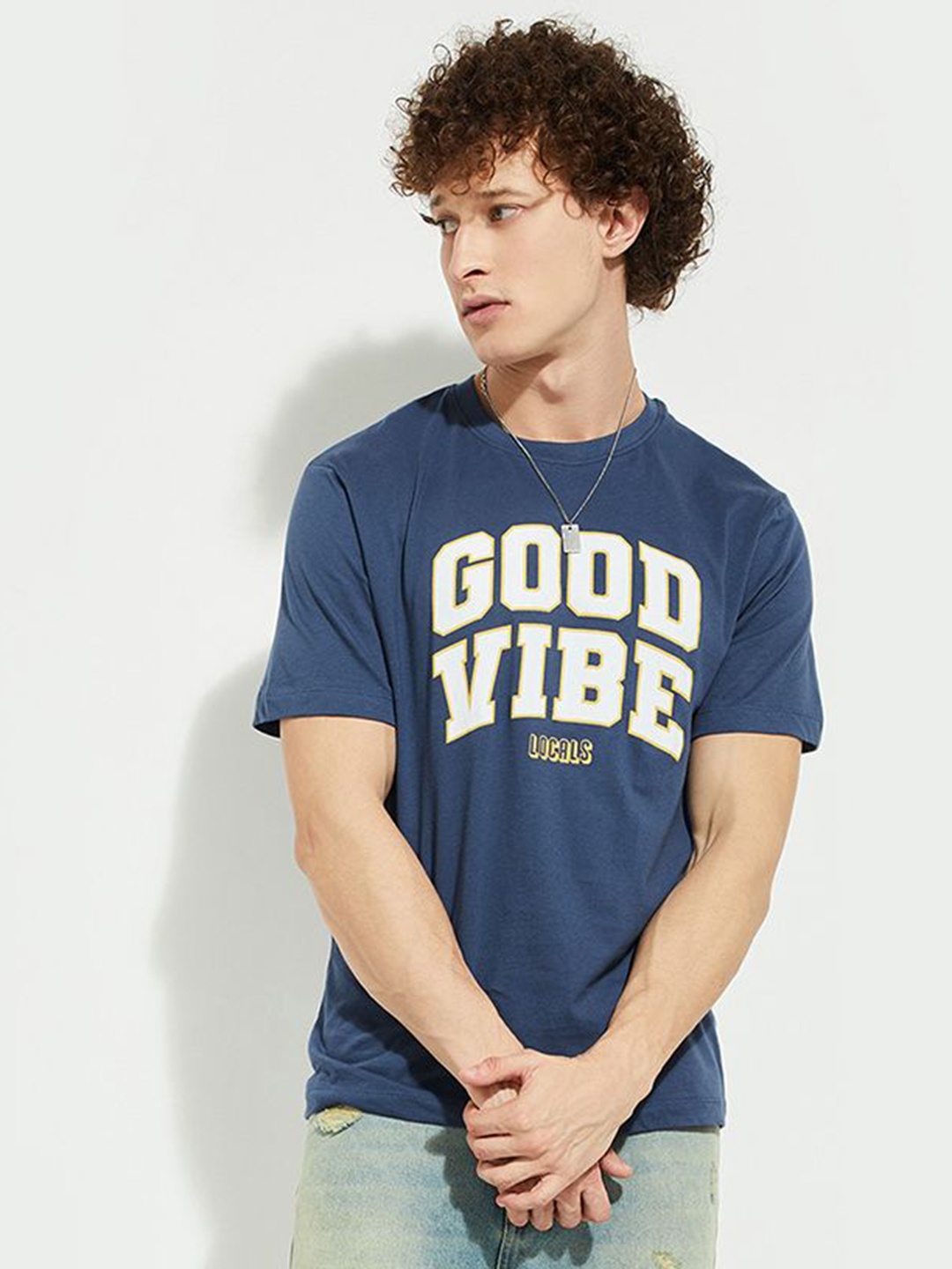

MAX URB_N Men Printed T-shirt, Blue
