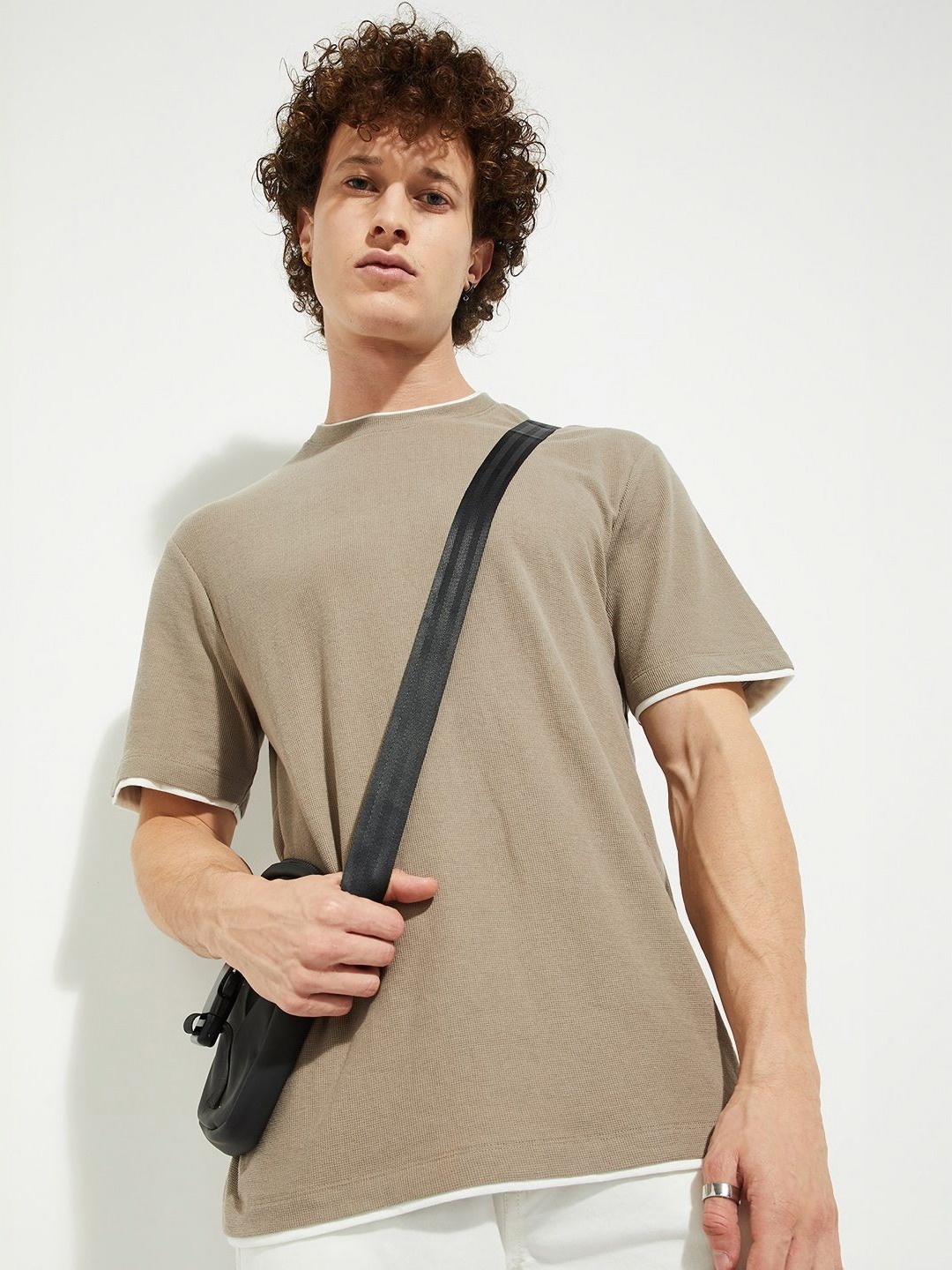 

MAX URB_N Men Knit T-shirt, Beige
