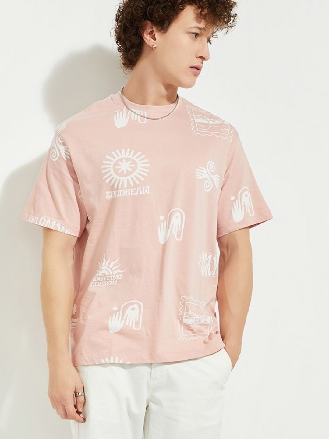 

MAX URB_N Men Printed T-shirt, Pink