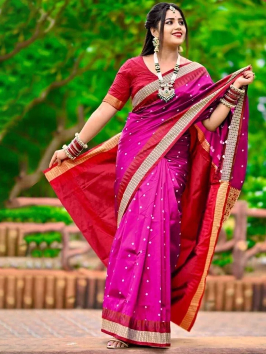 

Shopeezy Tex Fab Floral Woven Design Zari Sambalpuri Saree, Pink