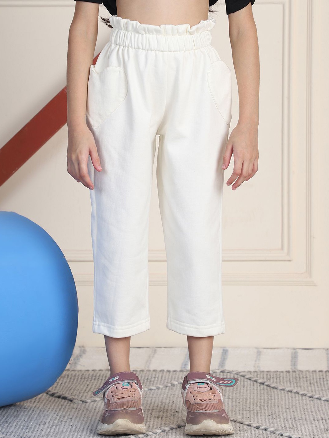 

MINI & MING Girls Relaxed High-Rise Regular Fit Trousers, Cream