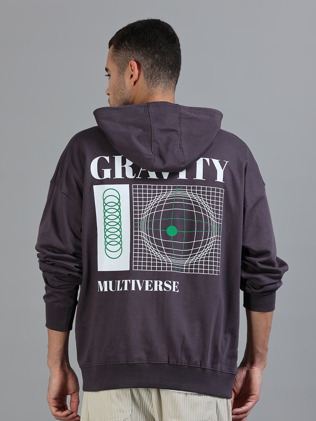 

SILISOUL Graphic Printed Hooded Oversized Cotton Casual Sweatshirt, Grey
