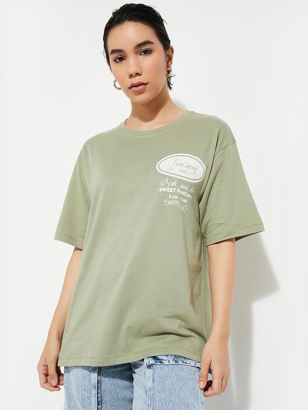 

MAX URB_N Women Back Graphic T-shirt, Green