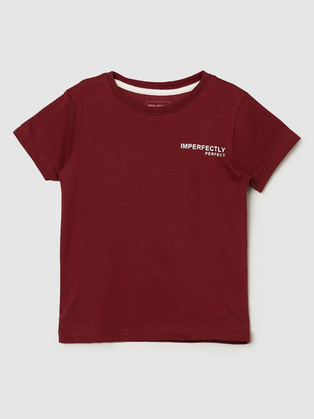 

max Boys Solid Round Neck Cotton T-shirt, Maroon