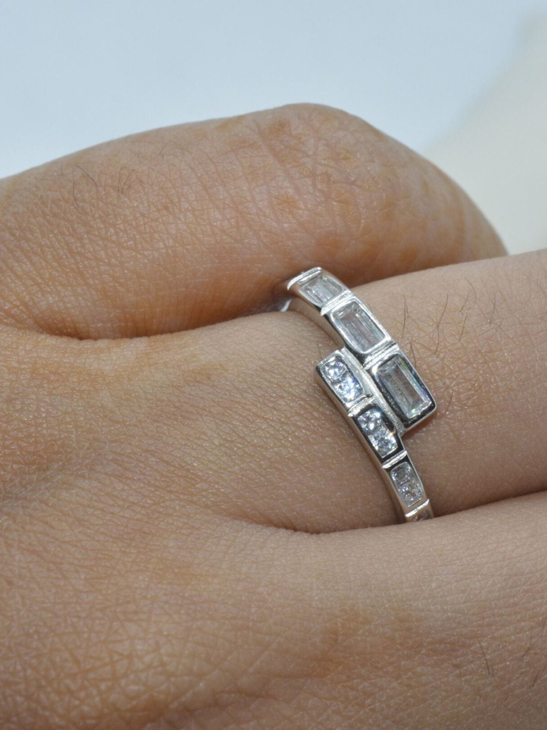 

Luxevogue Harmony Rhodium-Plated Sterling Silver Cubic Zirconia Finger Ring, White