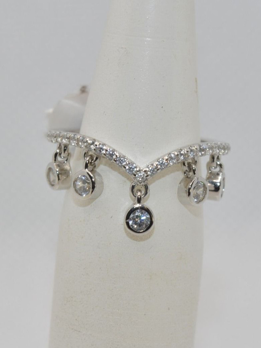 

Luxevogue Princess Crown Rhodium-Plated Sterling Silver Cubic Zirconia Finger Ring, White