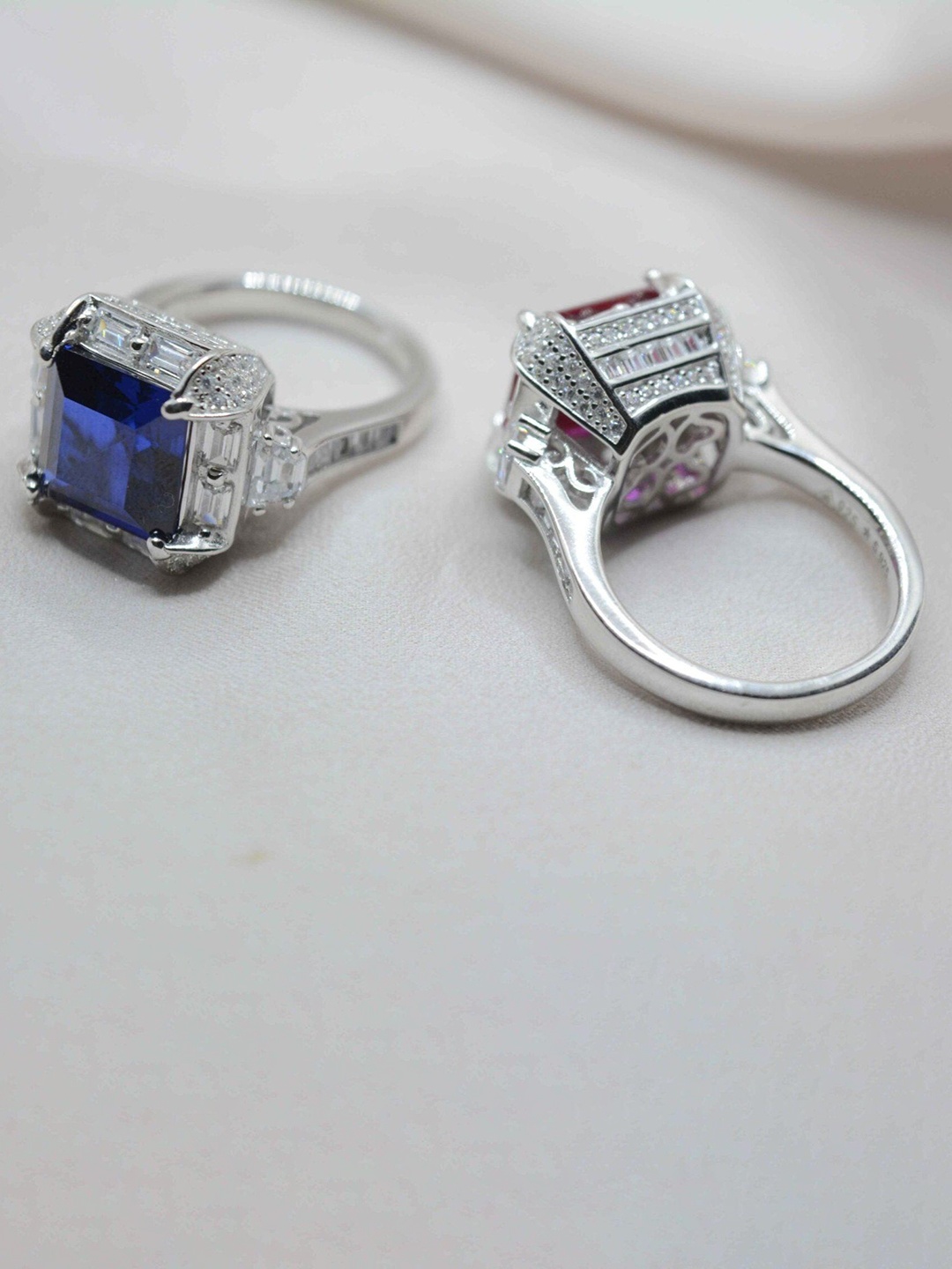 

Luxevogue Sterling Silver Rhodium-Plated Cubic Zirconia Sapphire Splendor Ring