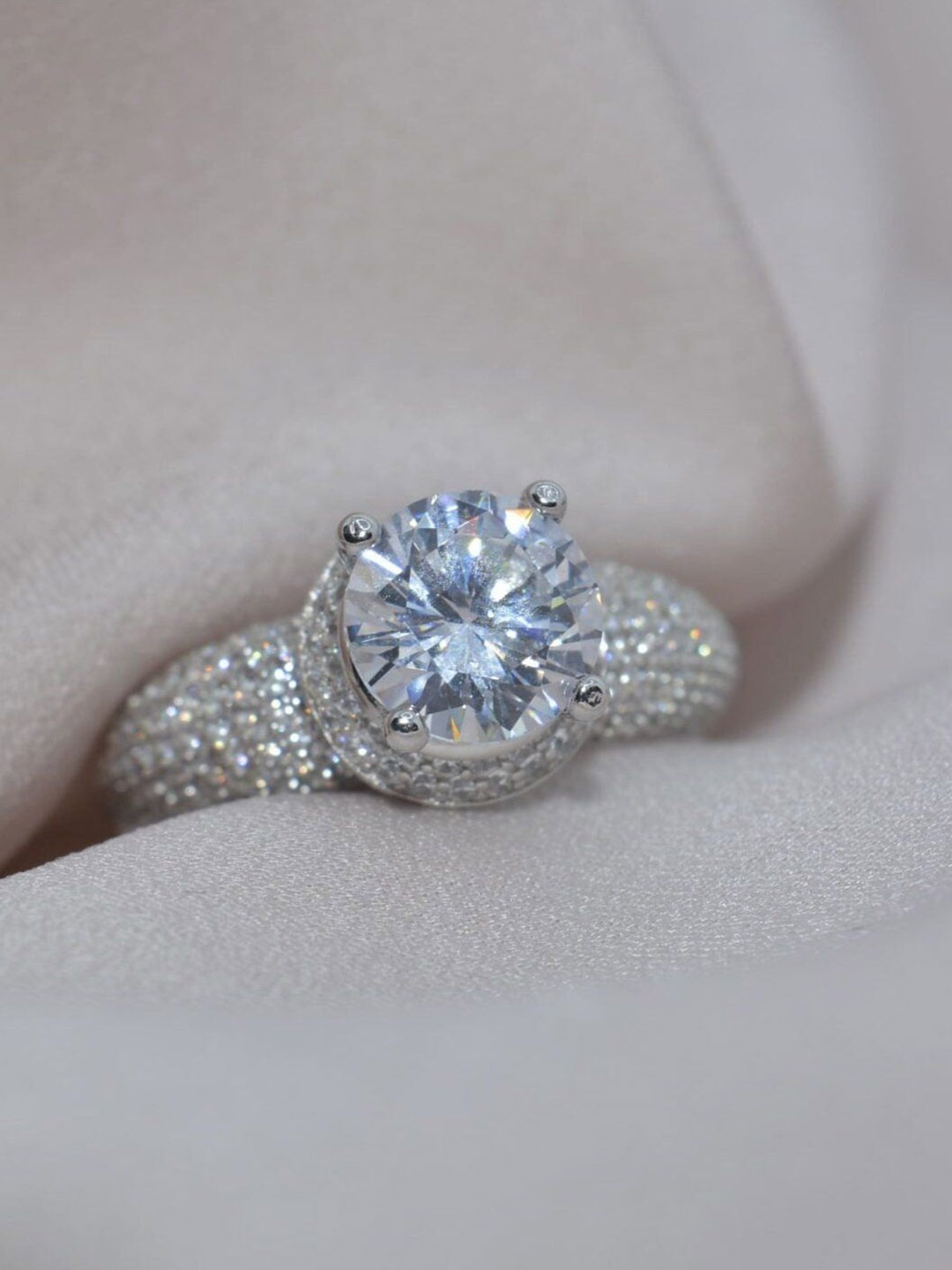 

Luxevogue Sterling Silver Rhodium-Plated Cubic Zirconia Radiance Finger Ring