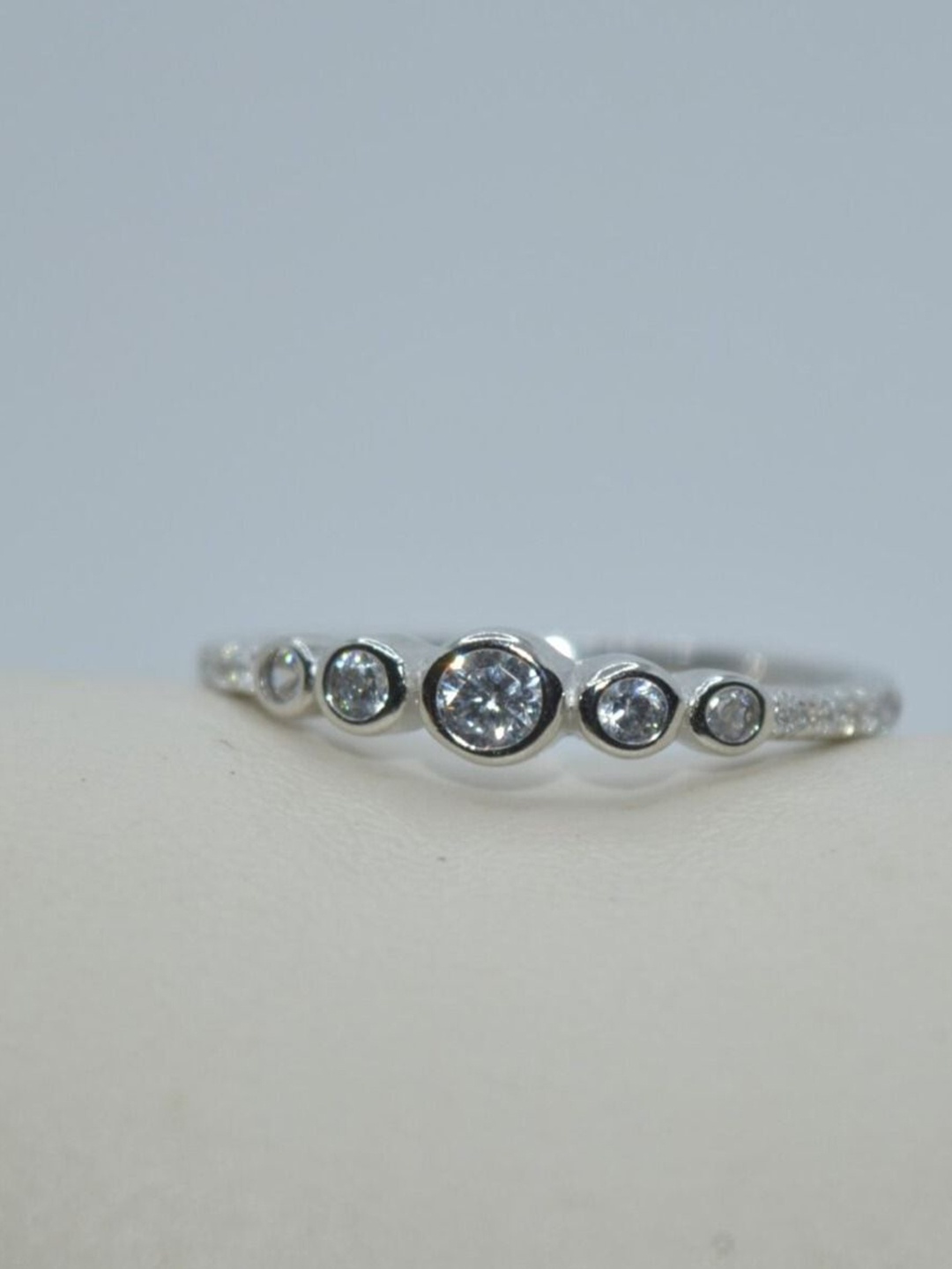 

Luxevogue Sterling Silver Rhodium-Plated Cubic Zirconia Trilogy Radiance Finger Ring