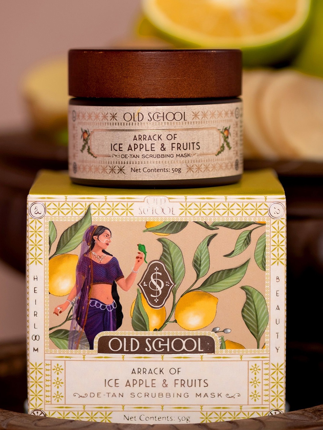 

Old School Arrack of Ice Apple & Fruits De-Tan Scrubbing Mask - 50g, Beige