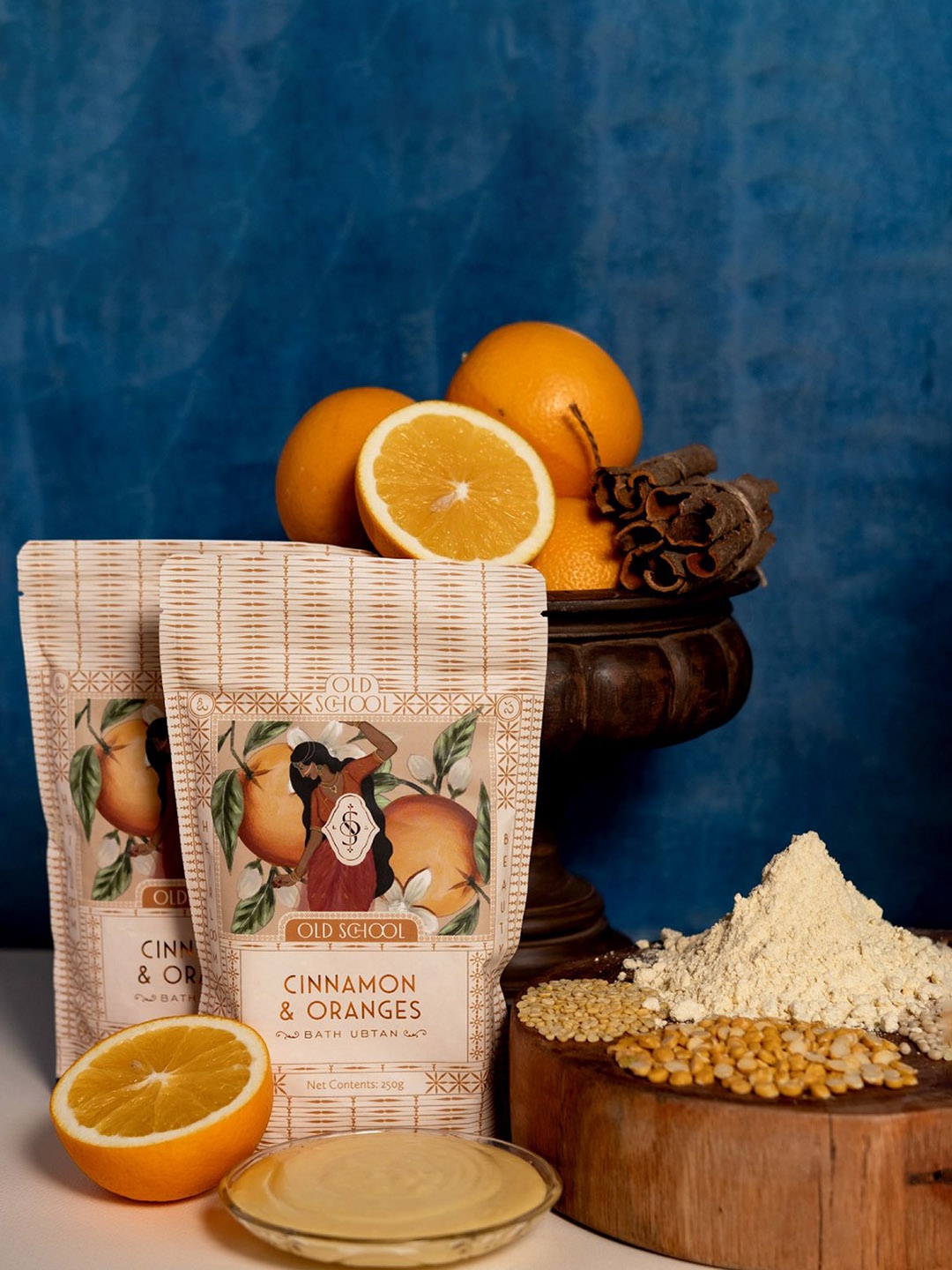 

Old School Cinnamon & Oranges Bath Ubtan - 250 g, Yellow