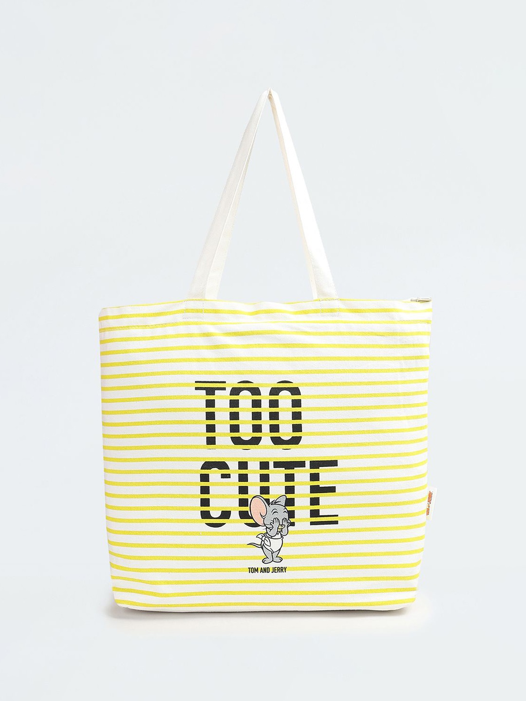 

max Women Striped Shopper Cotton Tote Bag, White