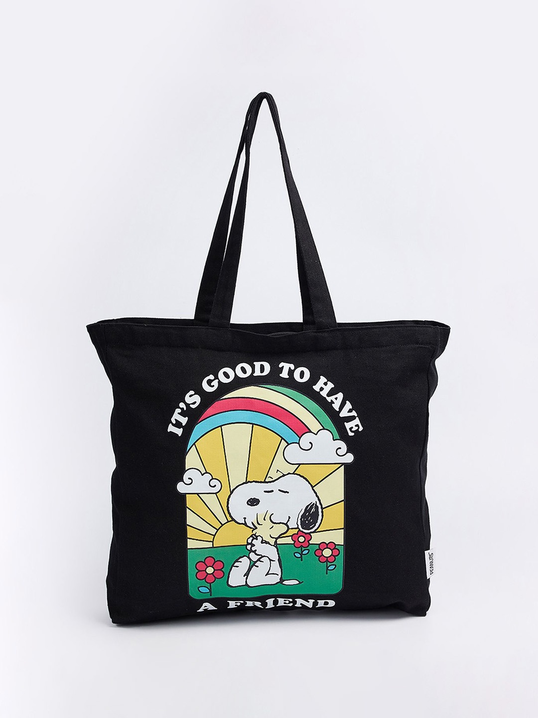 

max Women Graphic Printed Shopper Cotton Tote Bag, Black