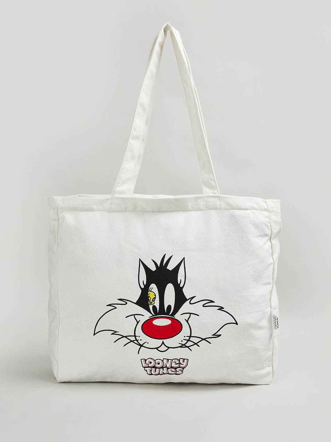 max Women Graphic Printed Shopper Cotton Tote Bag, White