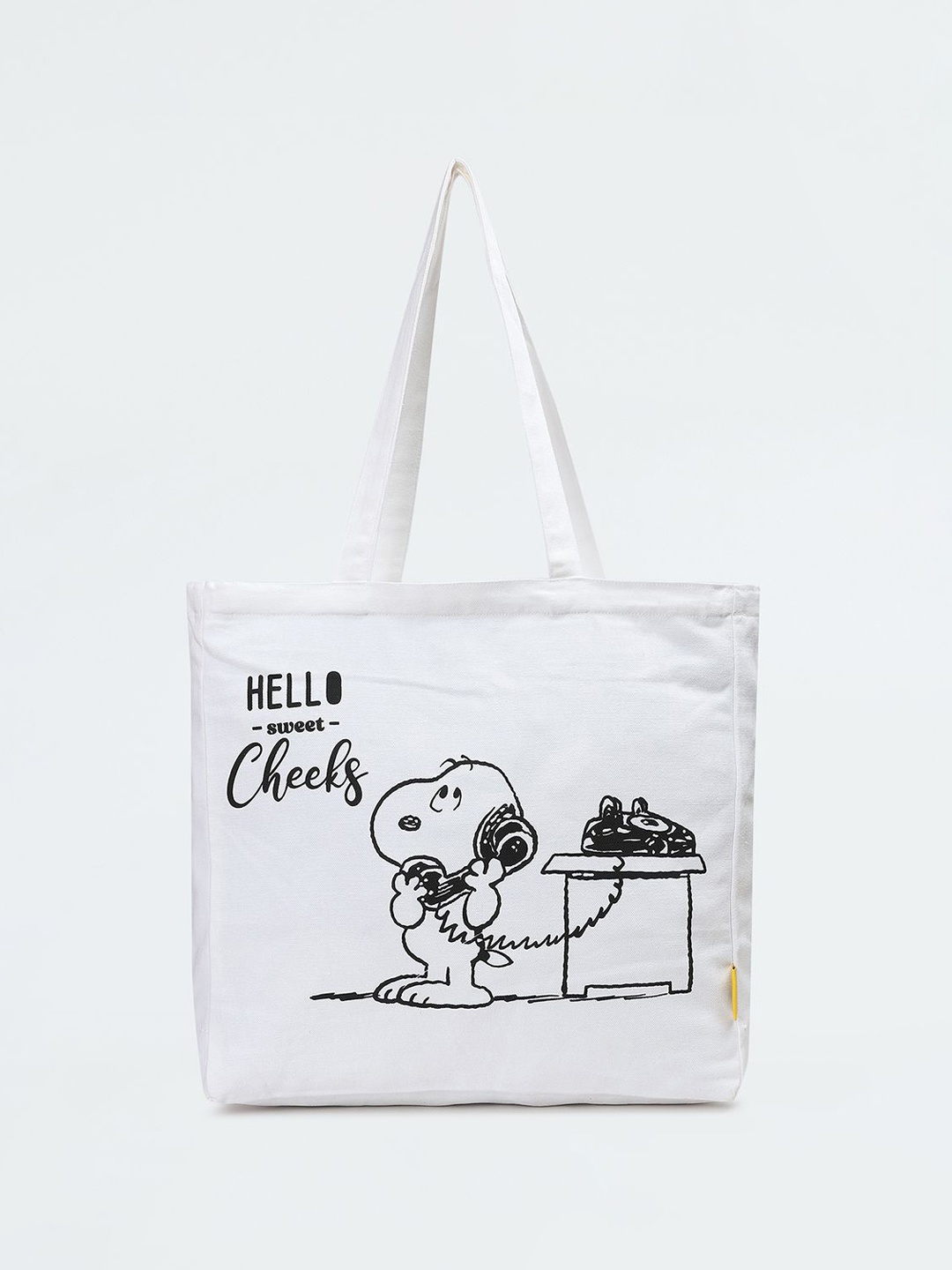 

max Women Graphic Printed Shopper Cotton Tote Bag, Off white