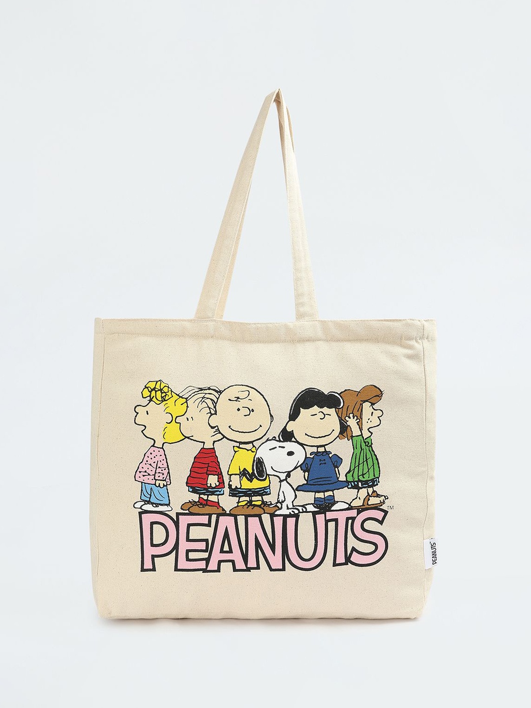 max Women Graphic Printed Shopper Cotton Tote Bag, Beige