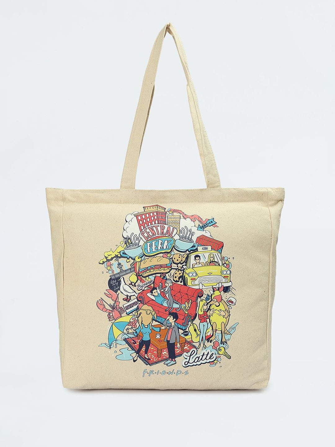 max Women Graphic Printed Shopper Tote Bag, Beige