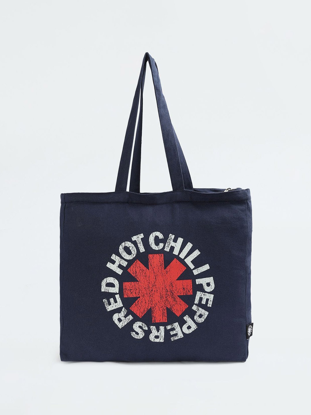 max Women Graphic Printed Shopper Cotton Tote Bag, Navy blue