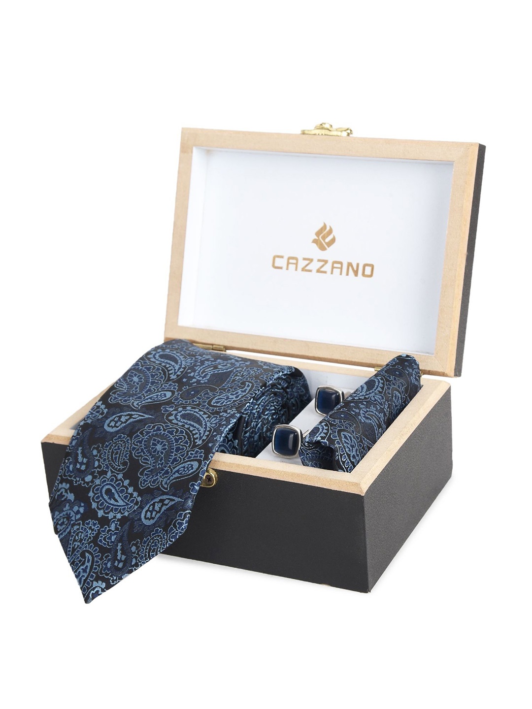 

Cazzano Men Tie and Pocket Square Accessory Gift Set, Blue
