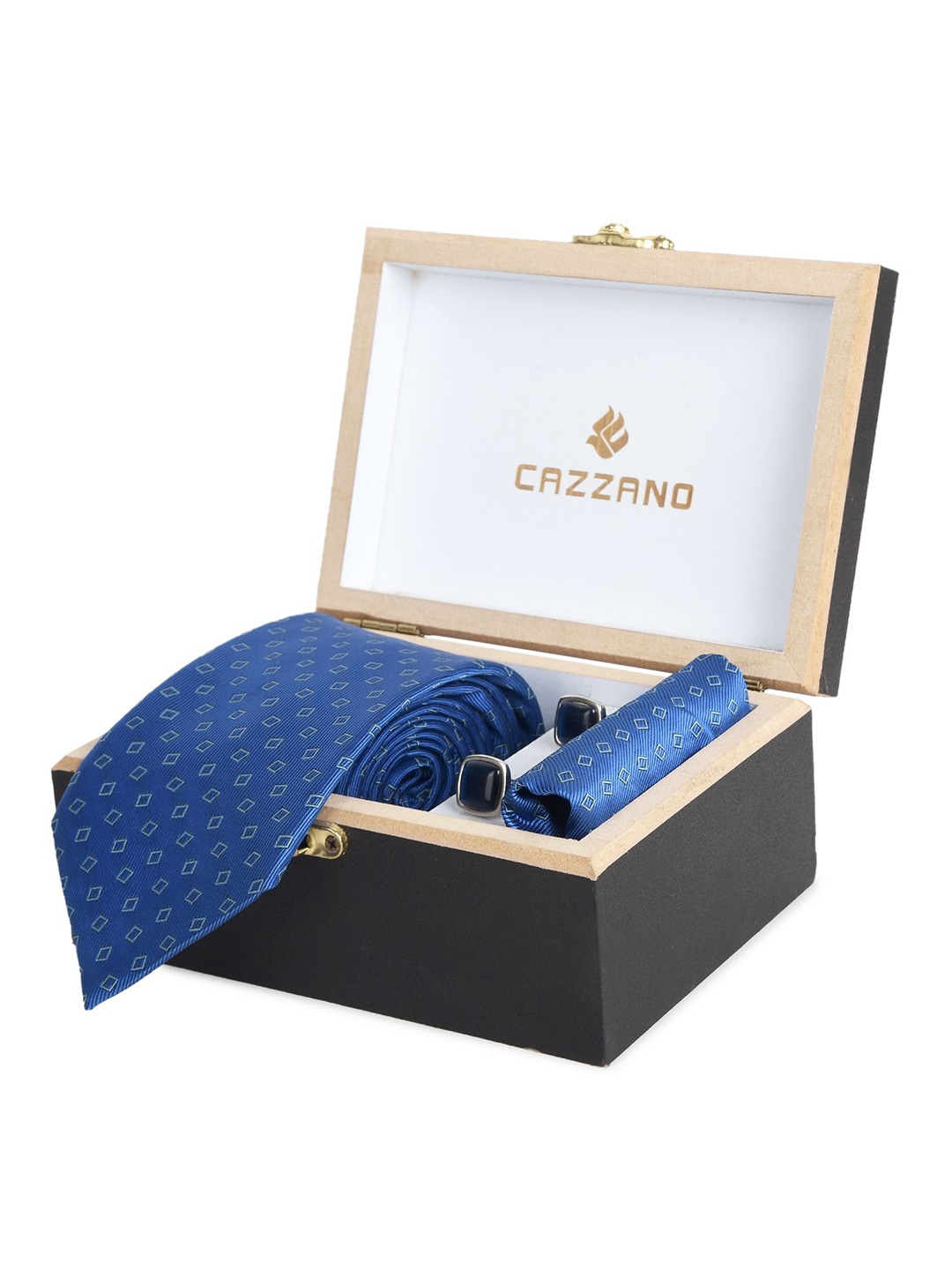 

Cazzano Men Tie and Pocket Square Accessory Gift Set, Blue