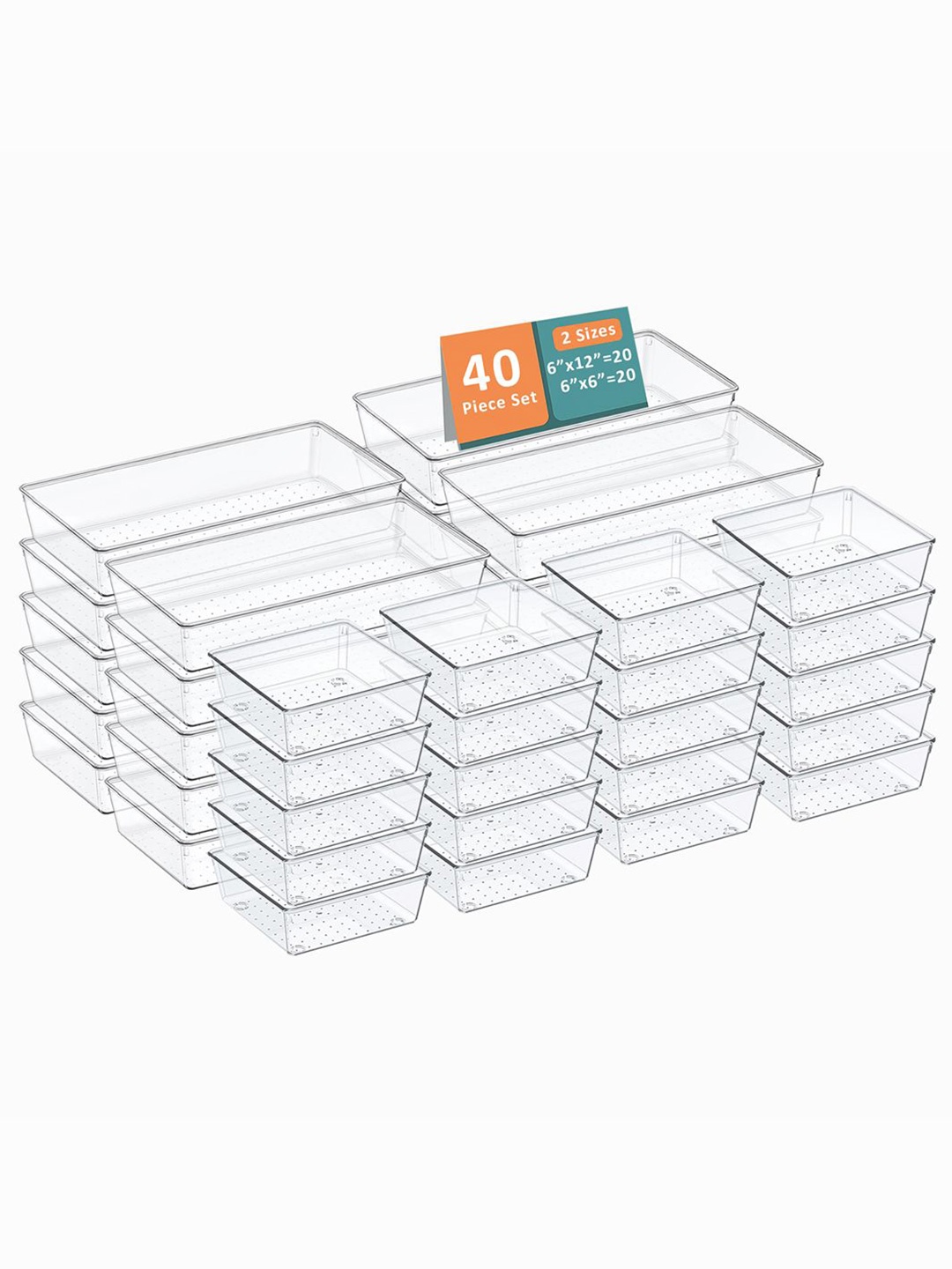 

Kuber Industries Transparent 40 Pieces Reusable Drawer Organiser Organisers