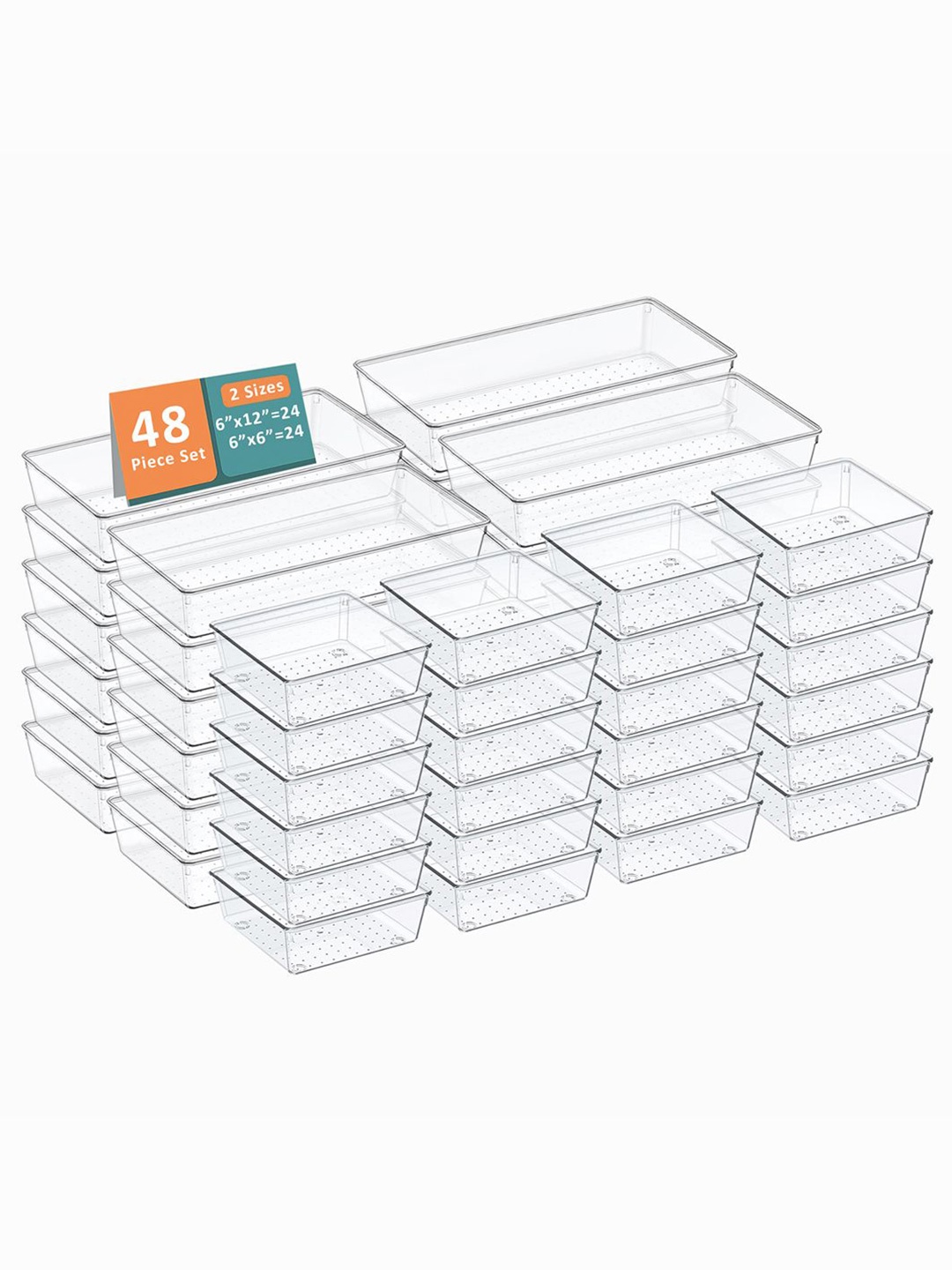 

Kuber Industries Transparent 48 Pieces Reusable Drawer Organisers Cosmetics Makeup