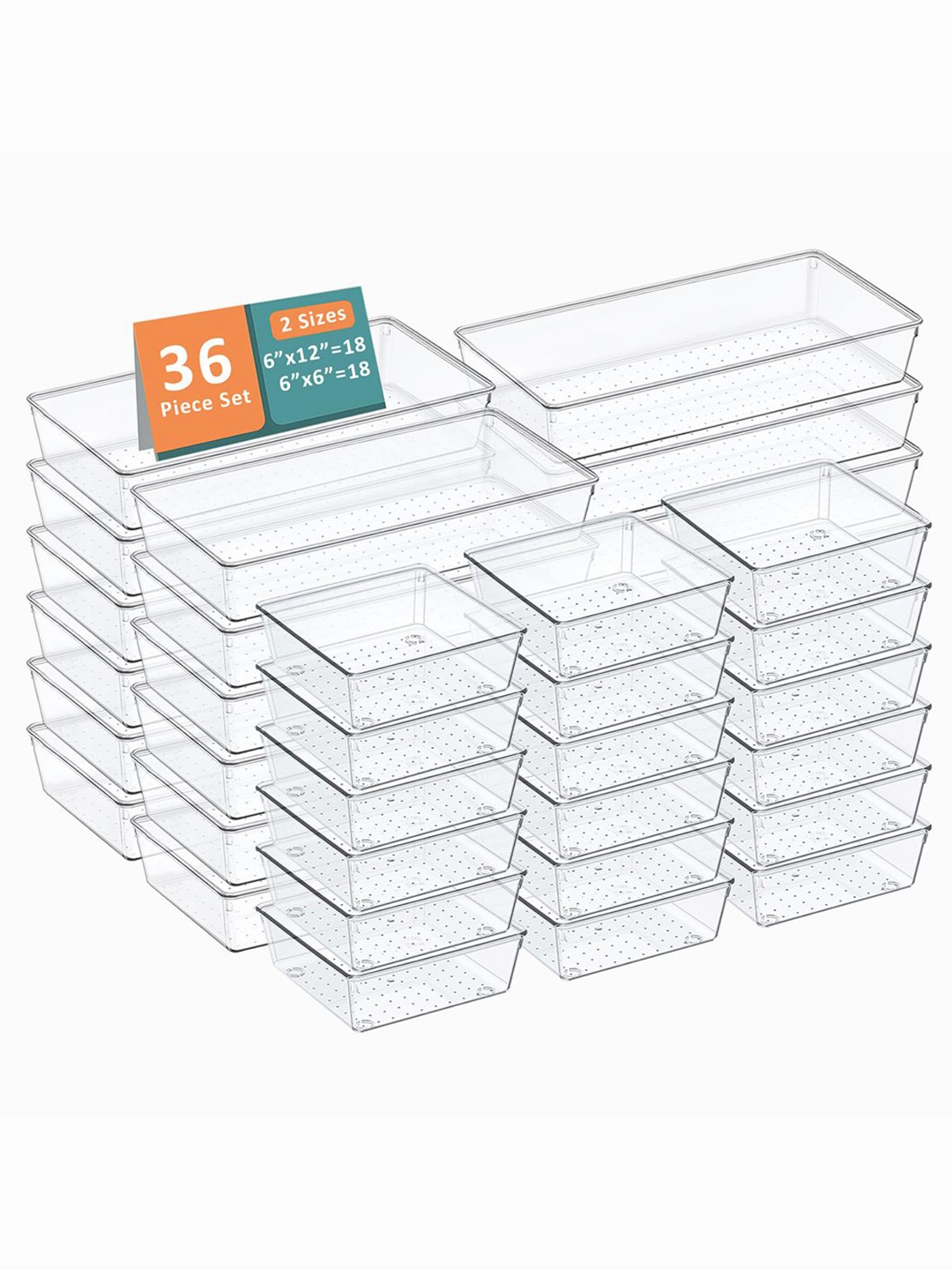 

Kuber Industries Transparent 36 Pieces Reusable Drawer Organisers Cosmetics Makeup