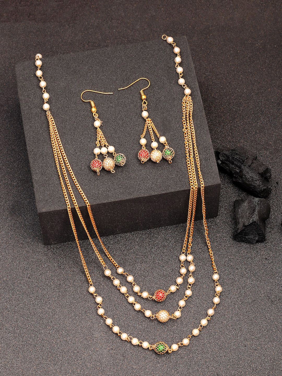

NVR Women Multi color Gold-Plated Artificial Beads Jewellery Set