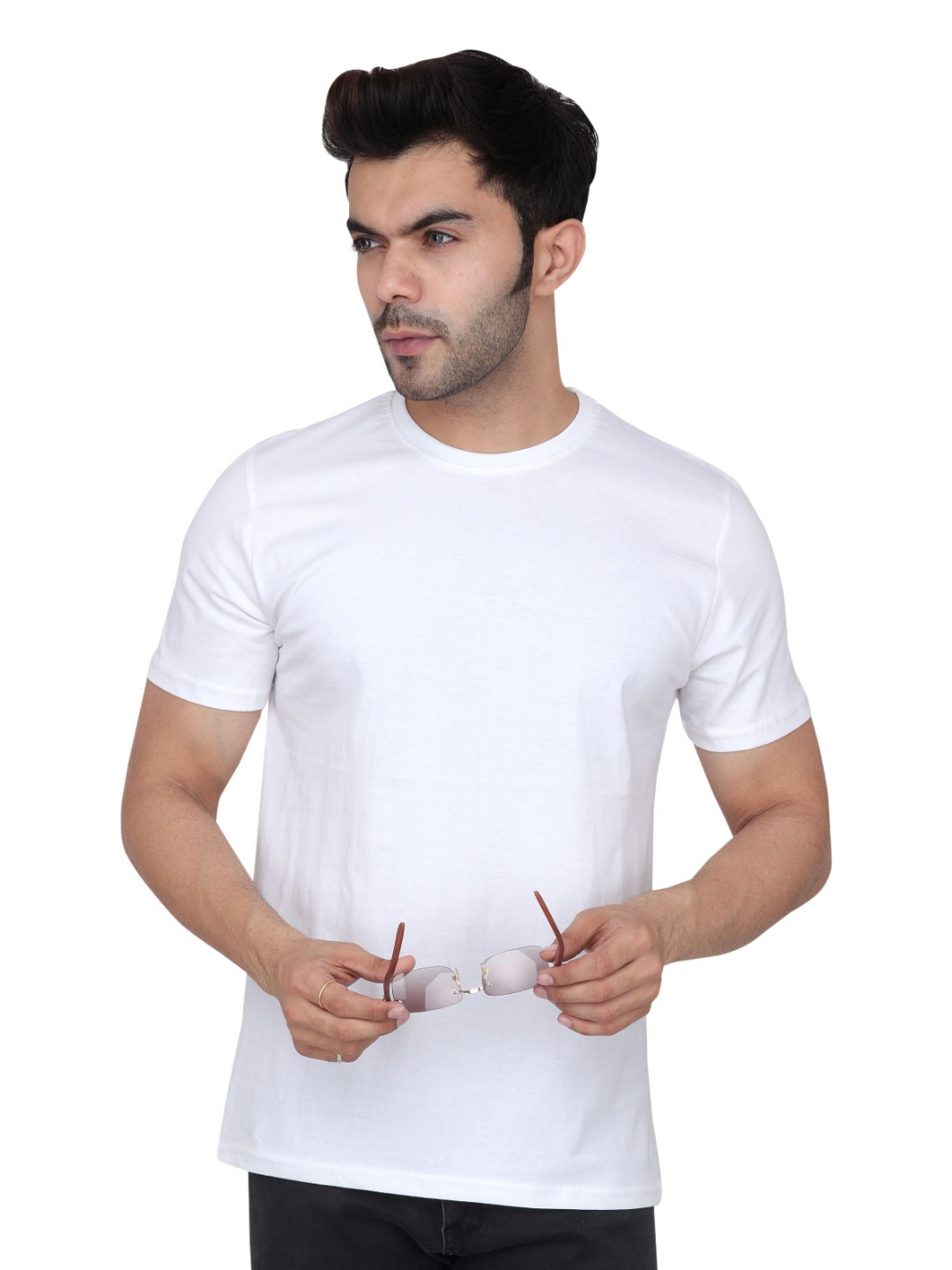 

ESH Creations Women Solid Round Neck Cotton T-shirt, White