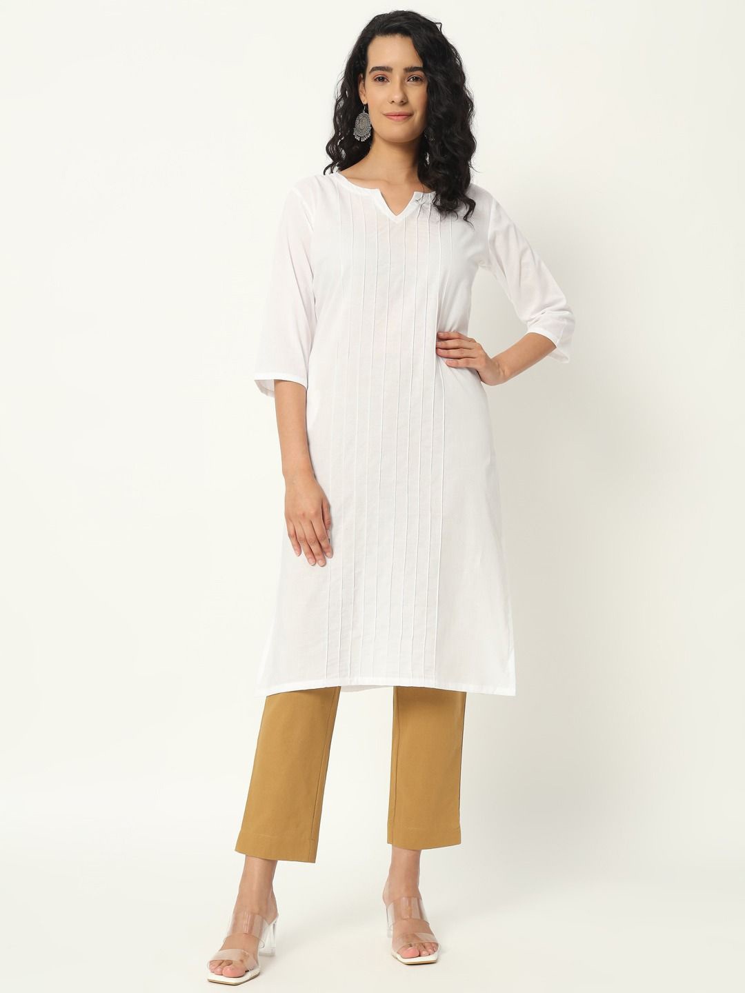 

SKYTICK Women Pure Cotton Straight Kurta, White