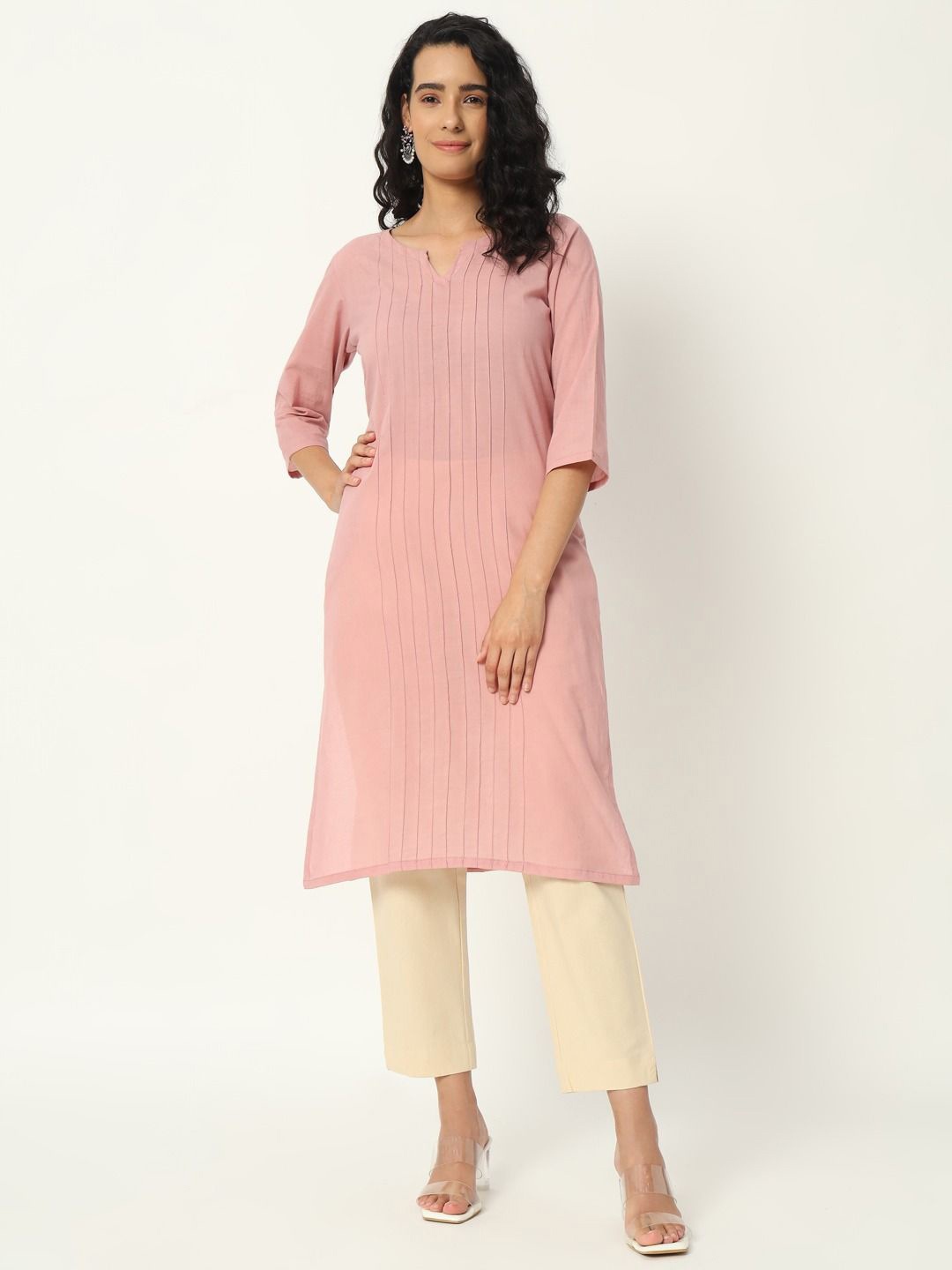 

SKYTICK Women Pure Cotton Straight Kurta, Rose