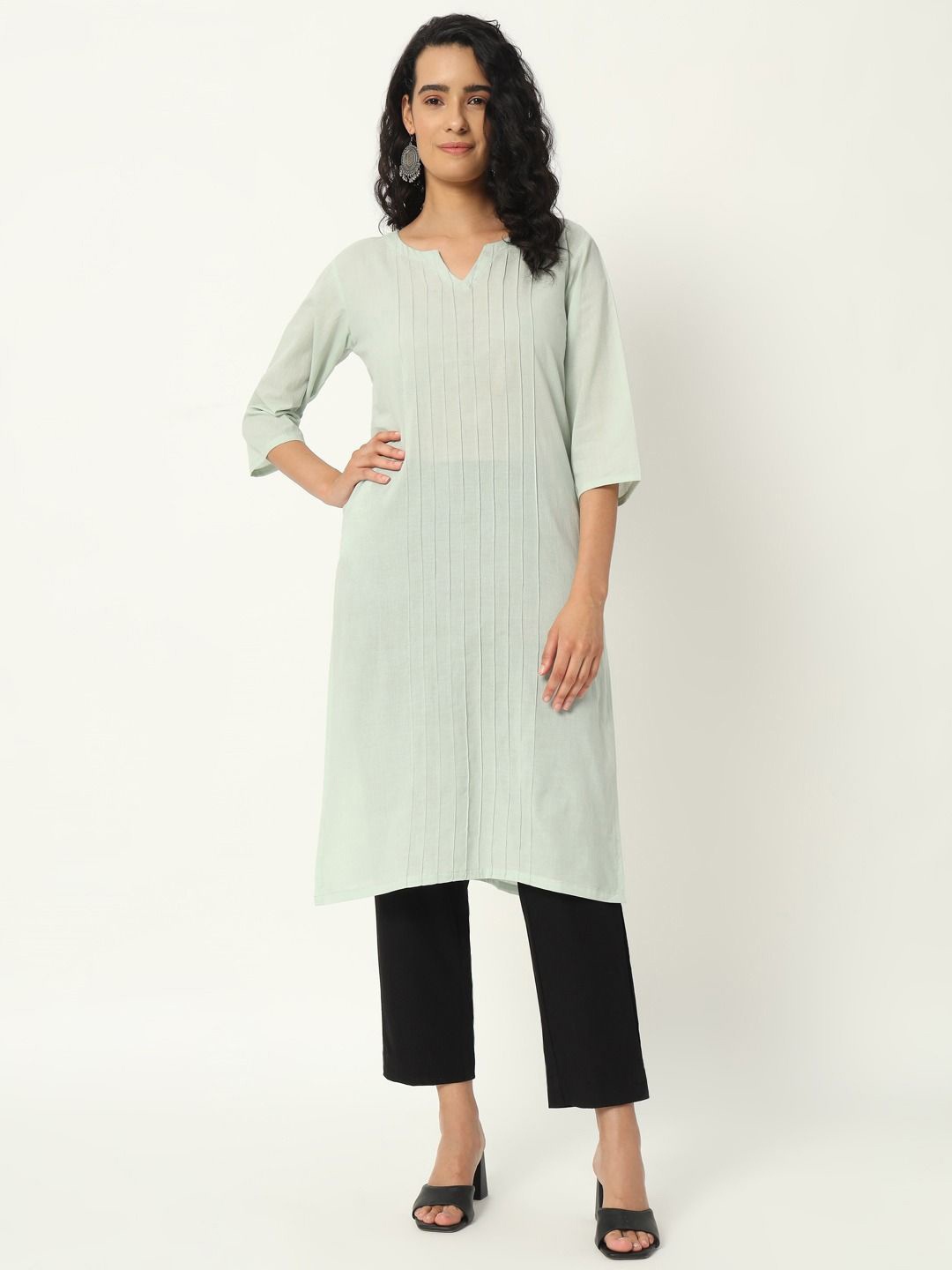 

SKYTICK Women Pure Cotton Straight Kurta, Green
