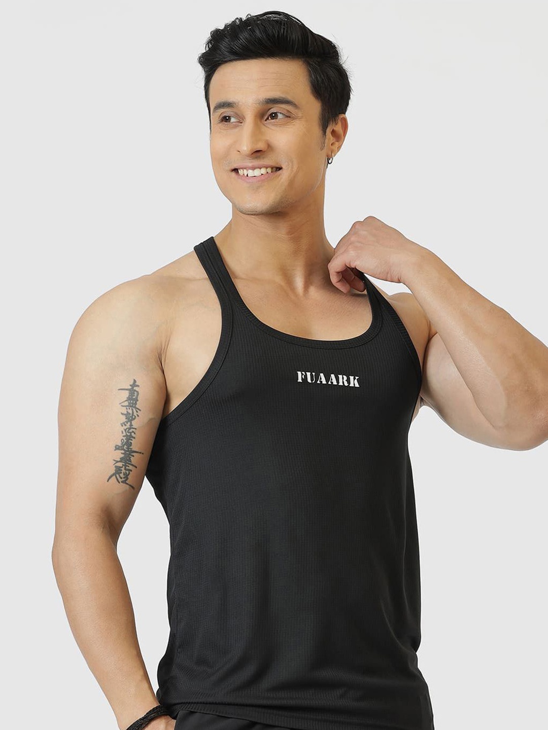 

FUAARK Men Bodybuilding Gym Tank Top Stringers, Black