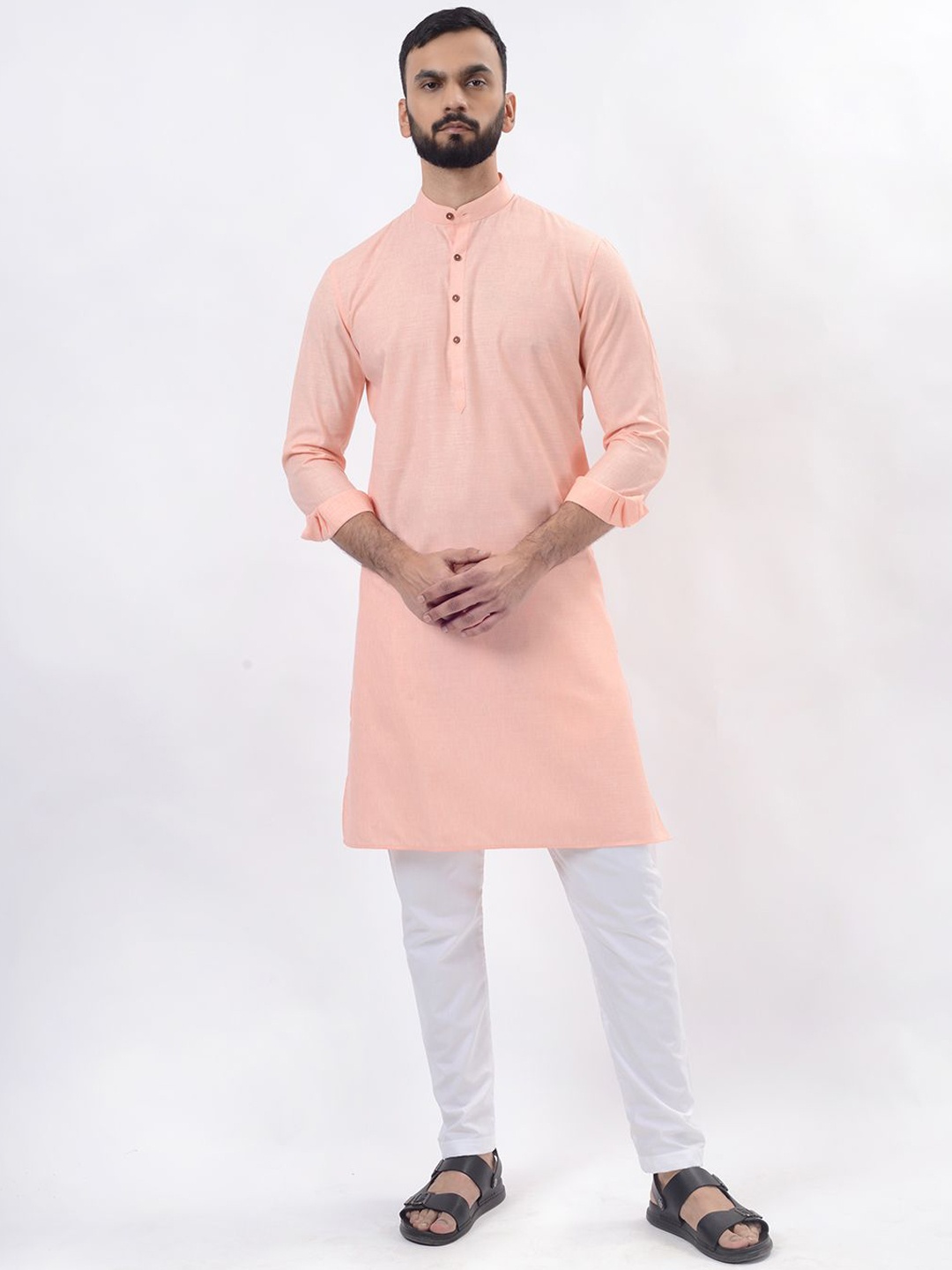 

Modi Band Collar Straight Kurta, Pink