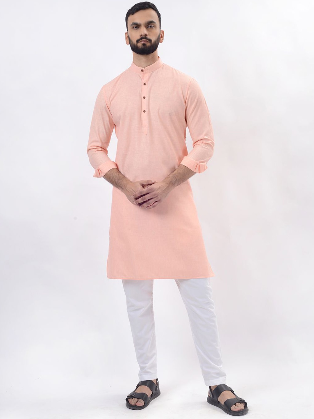 

Modi Band Collar Straight Kurta, Pink