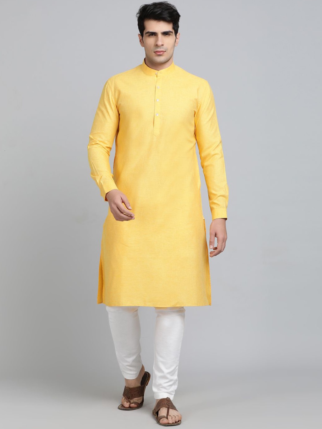

Modi Band Collar Straight Kurta, Yellow