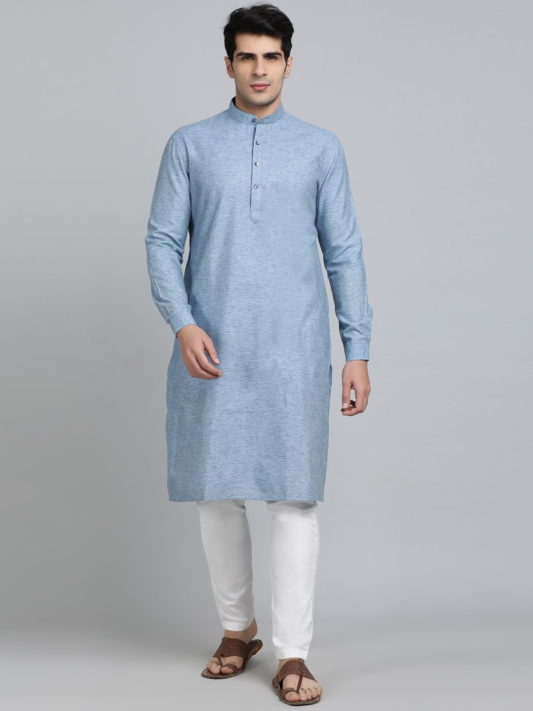 

Modi Band Collar Straight Kurta, Blue