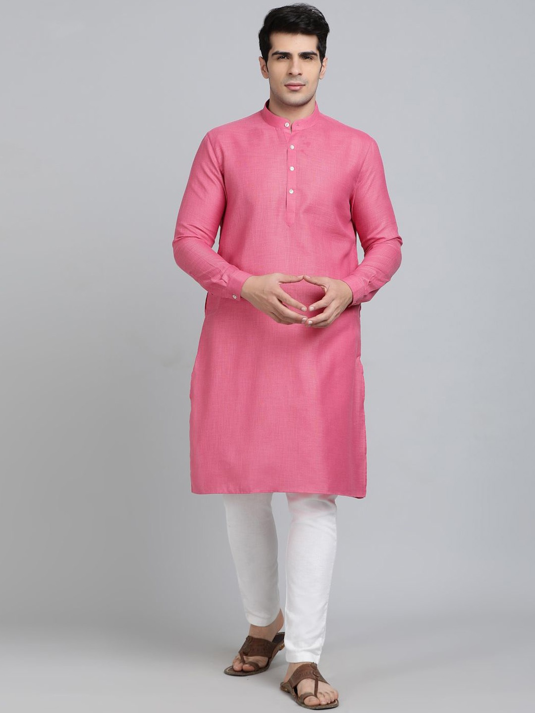 

Modi Band Collar Straight Kurta, Pink