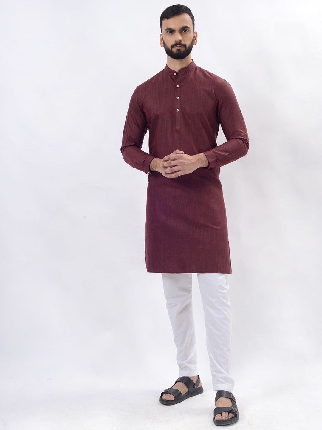 

Modi Band Collar Straight Kurta, Maroon