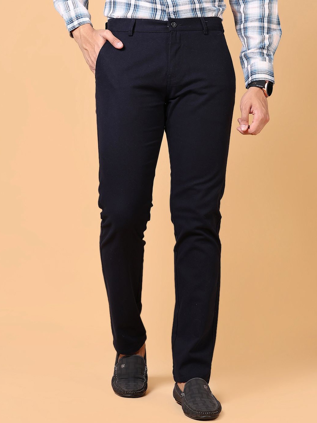 

V-Mart Men Chinos Cotton Trousers, Navy blue