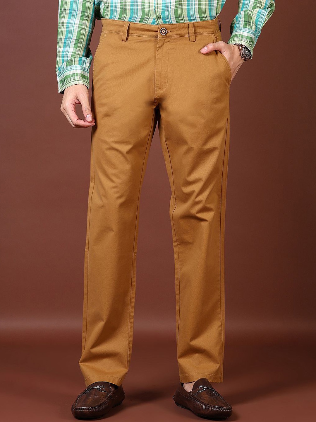 

V-Mart Men Regular Fit Cotton Chinos, Khaki
